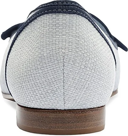 Women's Bow-Detailed Grosgrain & Raffia Loafers - Serene Blue - Size 6.5 - Image 6