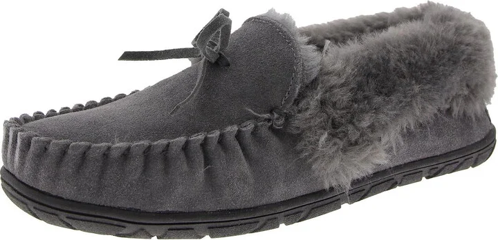 Womens Bow Faux Fur Moccasins
