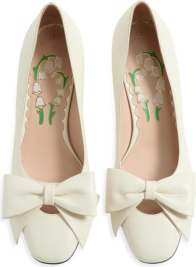 Women's Bow Kidskin 45MM Pumps - Ivory - Size 9 - Image 4