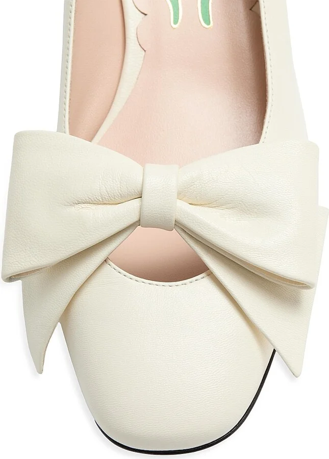 Women's Bow Kidskin 45MM Pumps - Ivory - Size 9 - Image 5