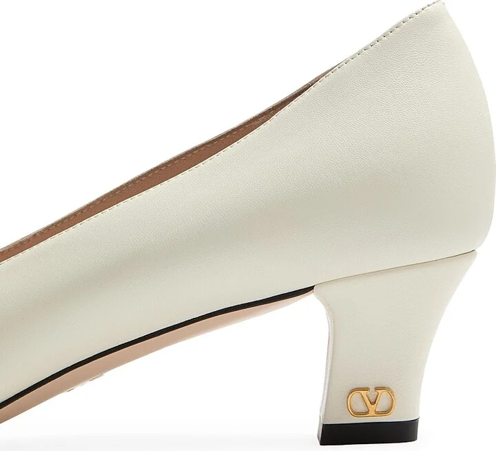 Women's Bow Kidskin 45MM Pumps - Ivory - Size 9 - Image 6
