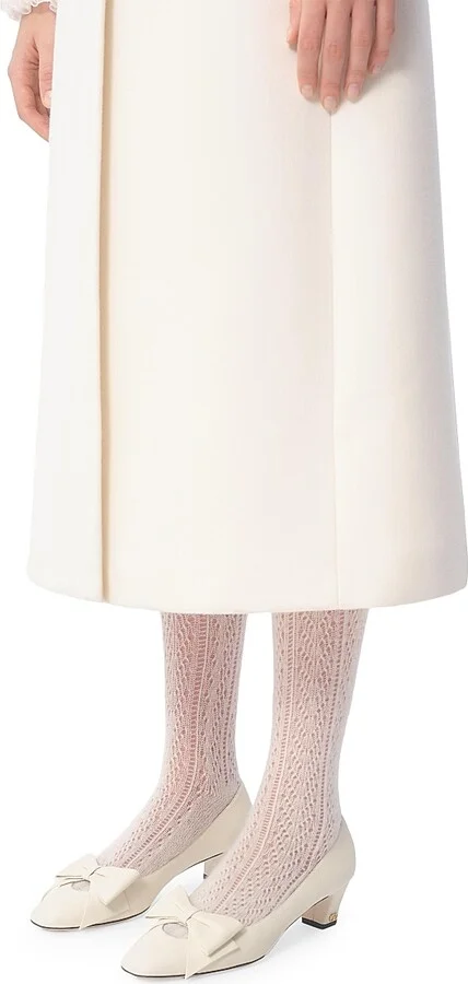 Women's Bow Kidskin 45MM Pumps - Ivory - Size 9 - Image 8