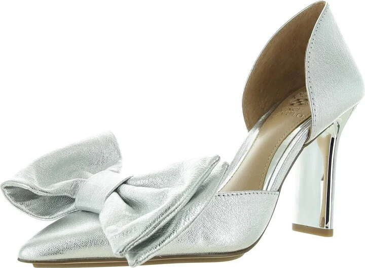 Womens Bow Leather D'Orsay Heels
