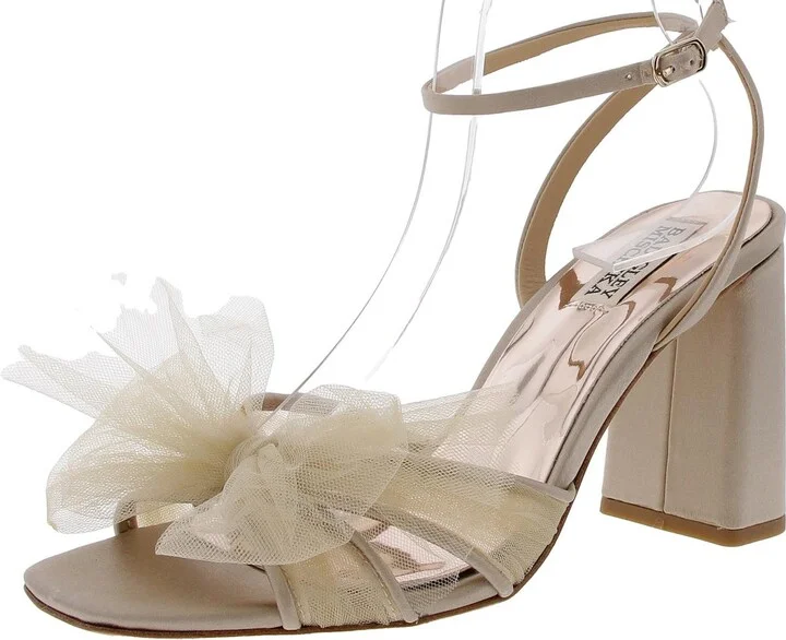 Womens Bow Satin Ankle Strap