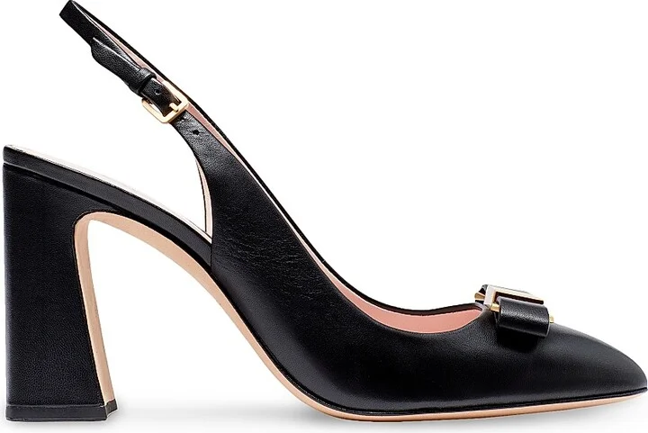 Women's Bowdie 70MM Bow Leather Slingback Mules - Black - Size 10