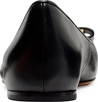 Women's Bowdie Leather Ballet Flats - Black - Size 5 - Image 3