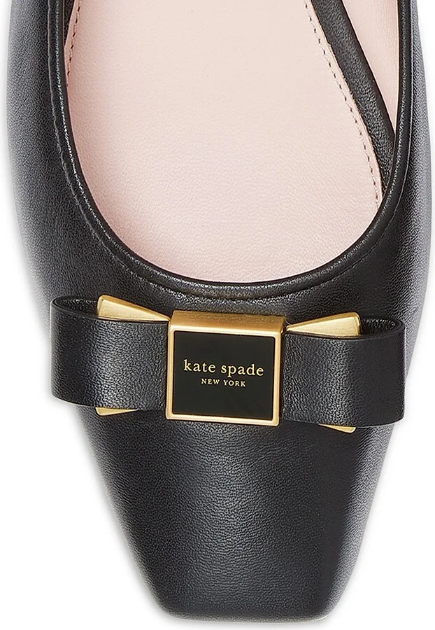 Women's Bowdie Leather Ballet Flats - Black - Size 5 - Image 4