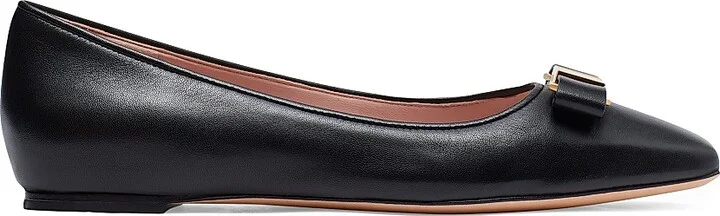 Women's Bowdie Leather Ballet Flats - Black - Size 5