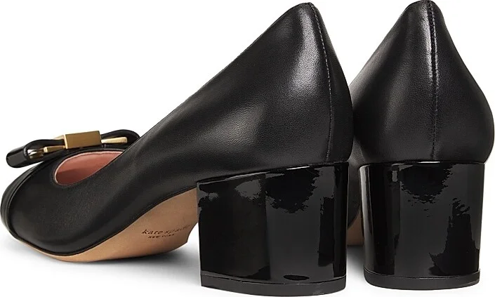 Women's Bowdie Leather Pumps - Black - Size 10 - Image 3