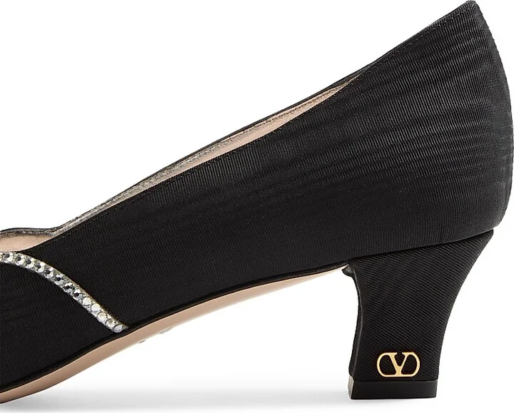 Women's Bowow 45MM Pumps in Moirè Fabric with Crystals - Black Silver - Size 9 - Image 6
