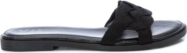 Women's Braided Flat Sandals In Black