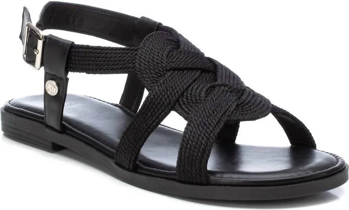 Women's Braided Flat Sandals In Black