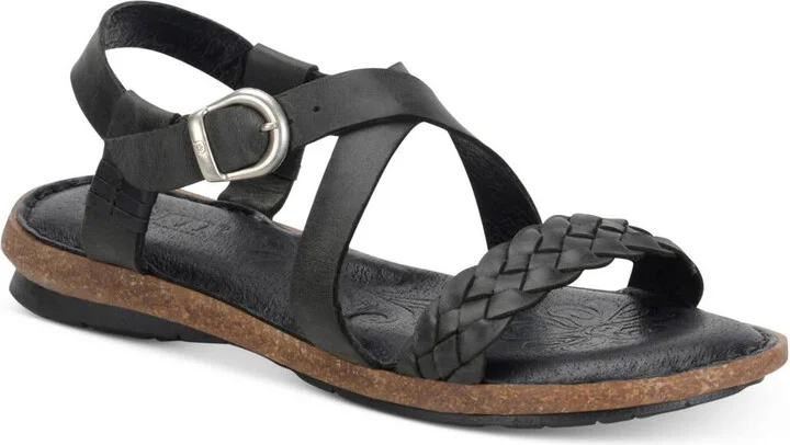 Womens Braided Leather Flatform Sandals