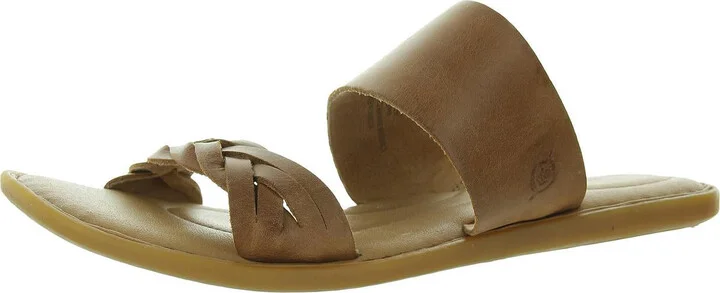 Womens Braided Leather Slide Sandals