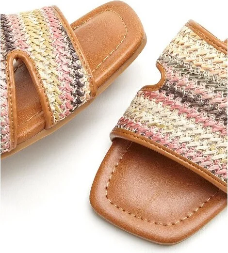 Women's Braided Raffia Sandals - LASCANA - Multi Stripe - Image 2