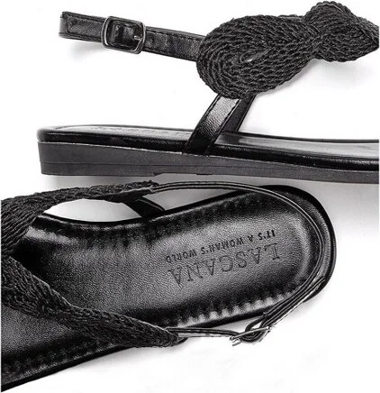 Women's Braided Sandals - LASCANA - Black Solid - Image 2