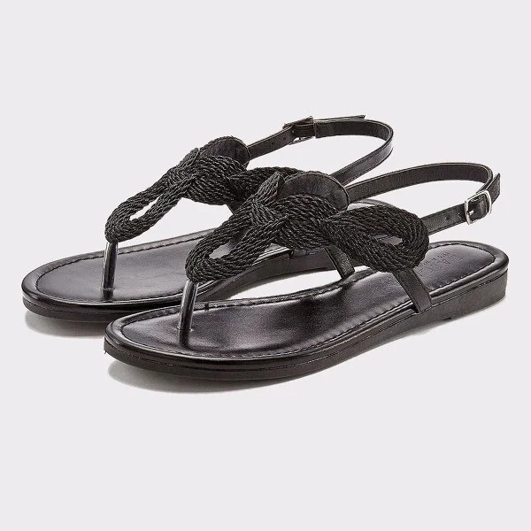 Women's Braided Sandals - LASCANA - Black Solid