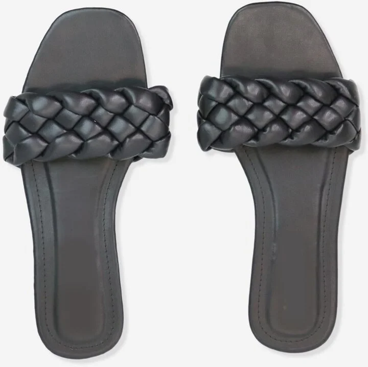 Women's Braided Slip On Sandals In Black
