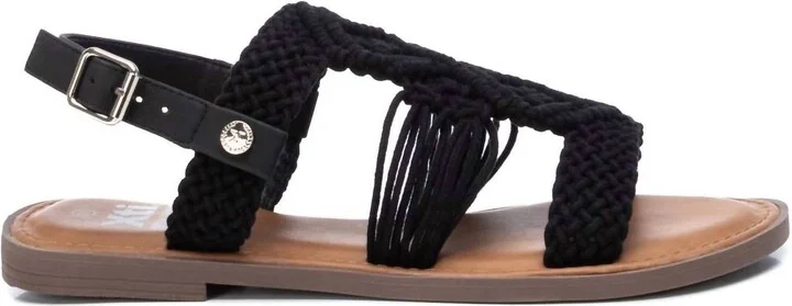 Women's Braided Strap Flat Sandals In Black