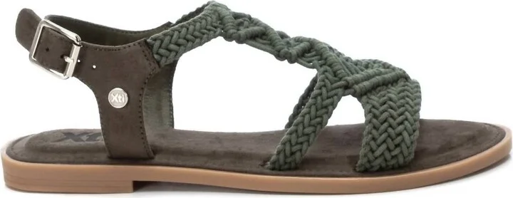 Women's Braided Strap Flat Sandals In Green