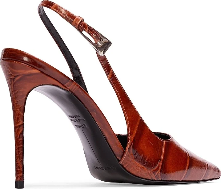 Women's Branca 100MM Croc Slingback Pumps - Cappuccino Croc - Size 6 - Image 4