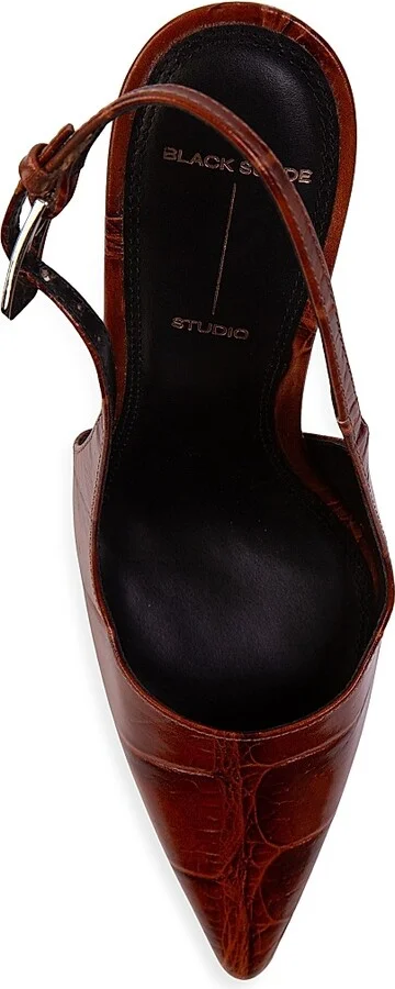 Women's Branca 100MM Croc Slingback Pumps - Cappuccino Croc - Size 6 - Image 5