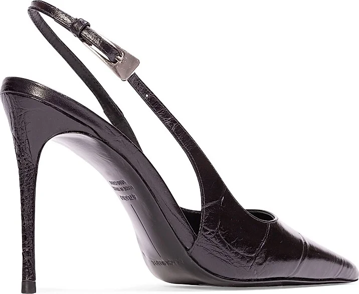 Women's Branca 100MM Croc Slingback Pumps - Cappuccino Croc - Size 6 - Image 9