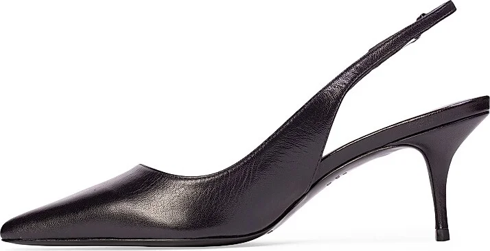 Women's Branca 65MM Slingback Pumps - Black Leather - Size 5 - Image 3