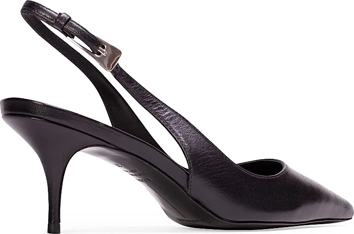 Women's Branca 65MM Slingback Pumps - Black Leather - Size 5 - Image 4