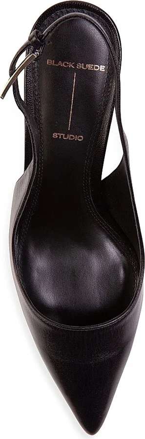 Women's Branca 65MM Slingback Pumps - Black Leather - Size 5 - Image 5