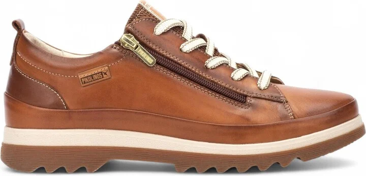 Women's Brandy Brown Leather Laces & Zipper Trainers - Vigo