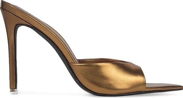 Women's Brea 100MM Metallic High Heel Slippers - Bronze Metallic - Size 5