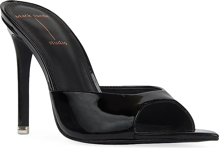 Women's Brea 100MM Patent High Heel Slippers - Black Patent - Size 5 - Image 2