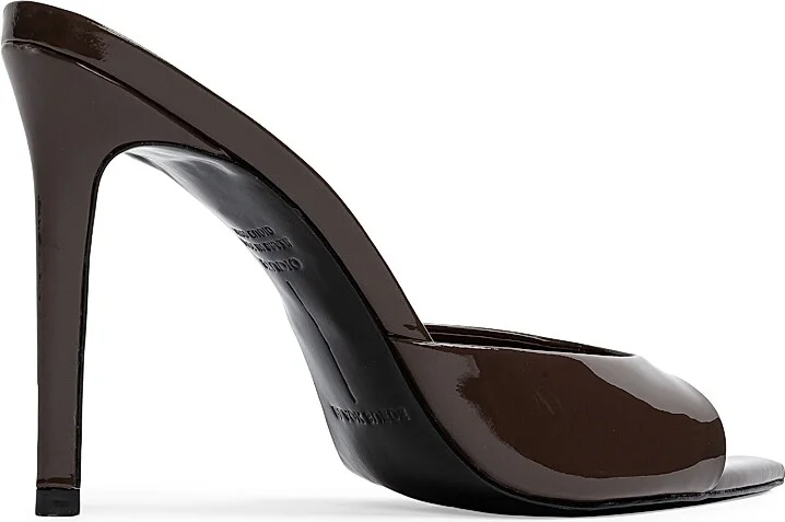 Women's Brea 100MM Patent High Heel Slippers - Black Patent - Size 5 - Image 7