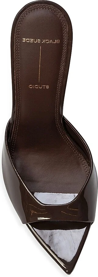Women's Brea 100MM Patent High Heel Slippers - Black Patent - Size 5 - Image 9