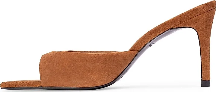 Women's Brea 80MM Suede Mules - Caramel Suede - Size 5 - Image 4