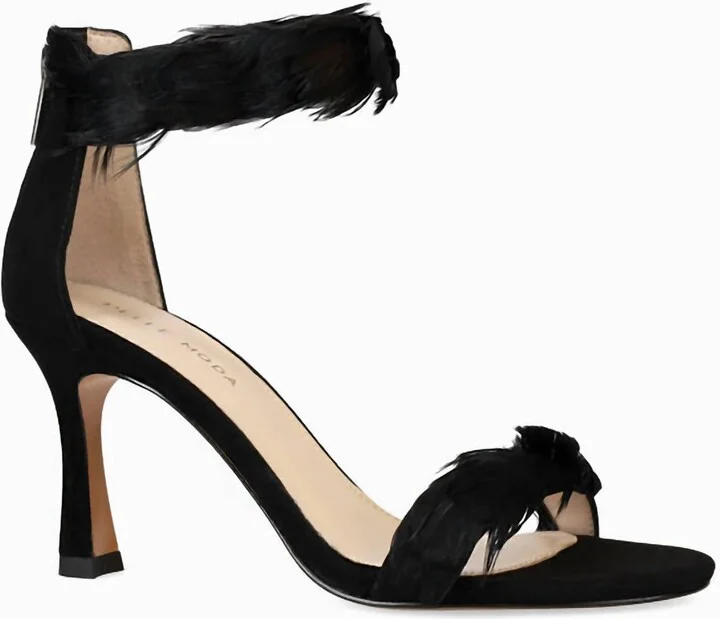 Women's Breece Mid Heel Sandals In Black Kid Suede