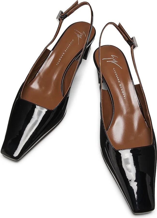Women's Brenda 45MM Patent Leather Slingback Pumps - Nero - Size 6.5 - Image 4