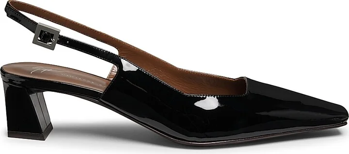 Women's Brenda 45MM Patent Leather Slingback Pumps - Nero - Size 6.5