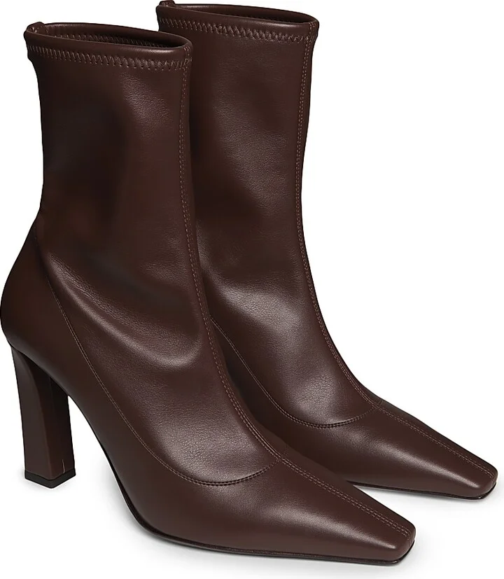 Women's Brenda 90MM Stretch Leather Booties - Choco - Size 6.5 - Image 2