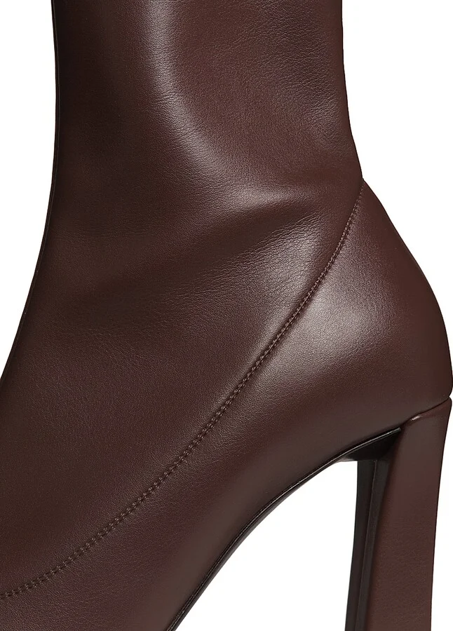 Women's Brenda 90MM Stretch Leather Booties - Choco - Size 6.5 - Image 4