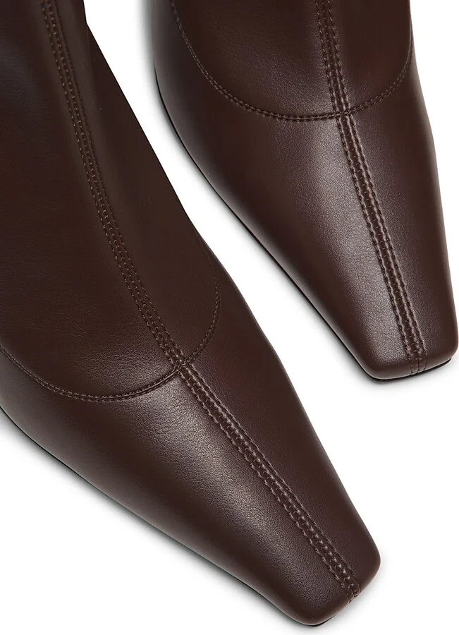 Women's Brenda 90MM Stretch Leather Booties - Choco - Size 6.5 - Image 5