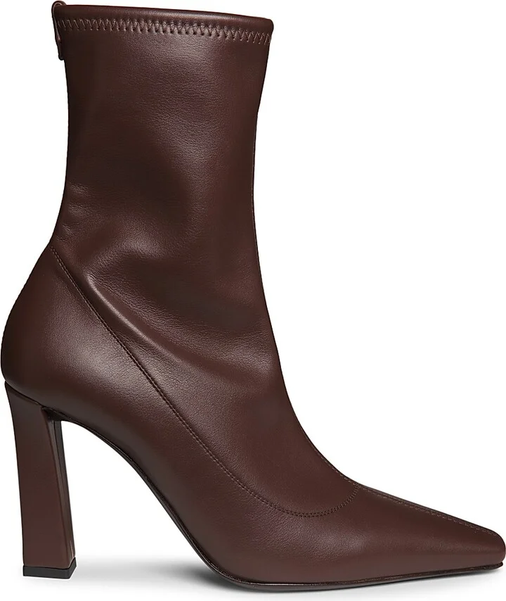 Women's Brenda 90MM Stretch Leather Booties - Choco - Size 6.5