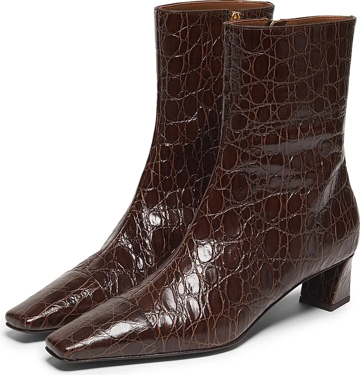 Women's Brenda Embossed Leather 45MM Booties - Caffe Oro - Size 5.5 - Image 2