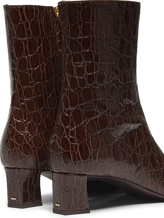 Women's Brenda Embossed Leather 45MM Booties - Caffe Oro - Size 5.5 - Image 3