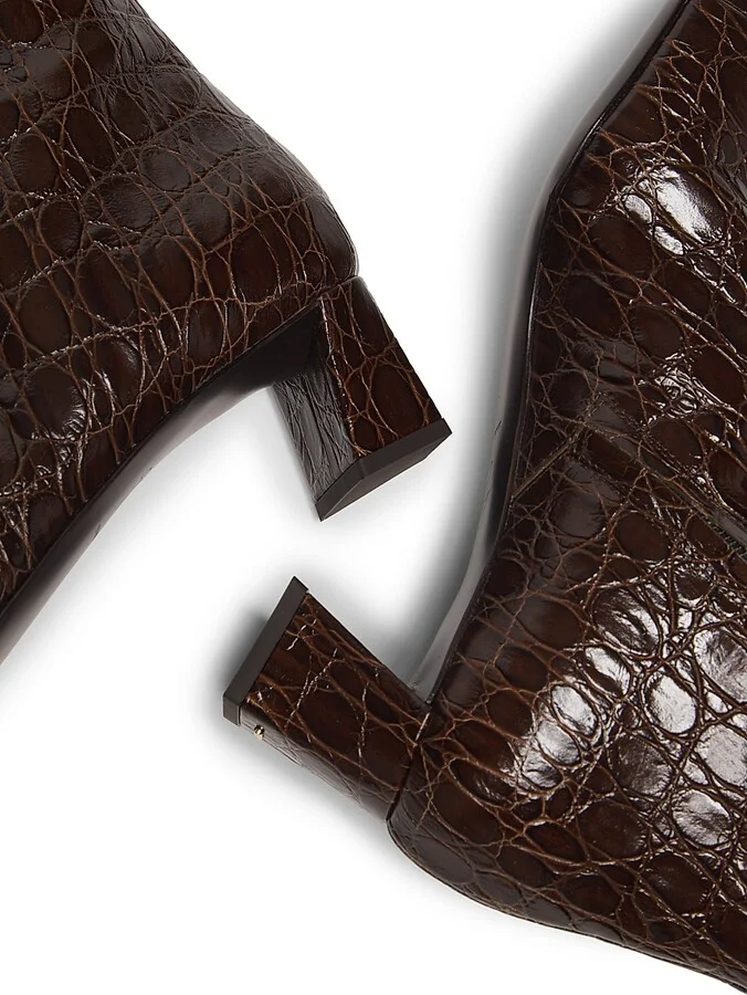 Women's Brenda Embossed Leather 45MM Booties - Caffe Oro - Size 5.5 - Image 5