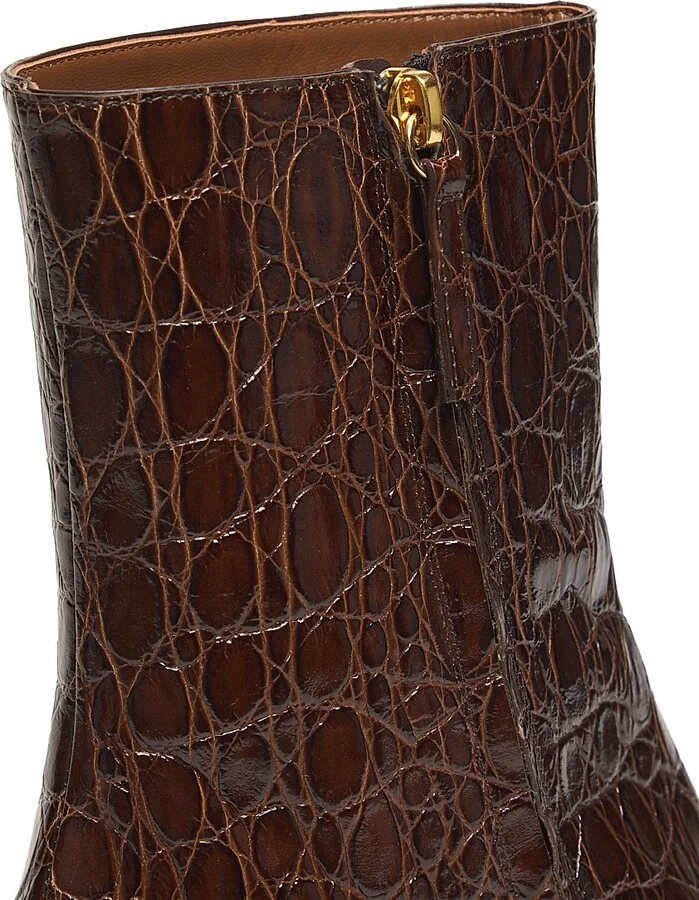 Women's Brenda Embossed Leather 45MM Booties - Caffe Oro - Size 5.5 - Image 6