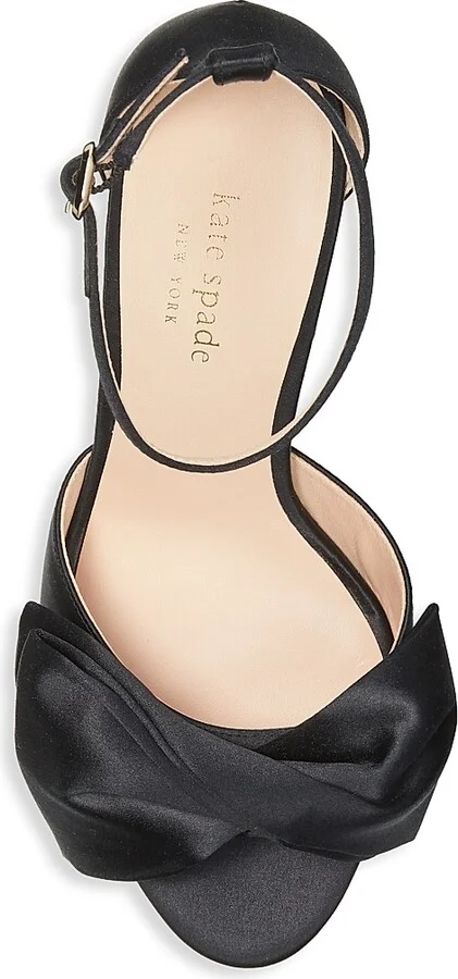 Women's Bridal Bow Satin Platform Sandals - Ivory - Size 9 - Image 5