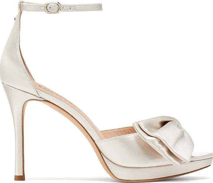 Women's Bridal Bow Satin Platform Sandals - Ivory - Size 9