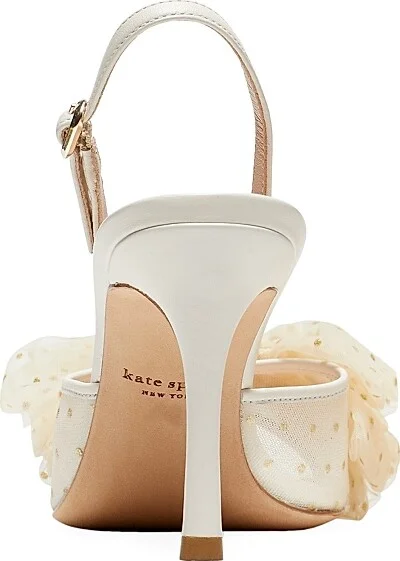 Women's Bridal Sparkle Tulle & Leather Slingback Sandals - Parchment - Size 10 - Image 3